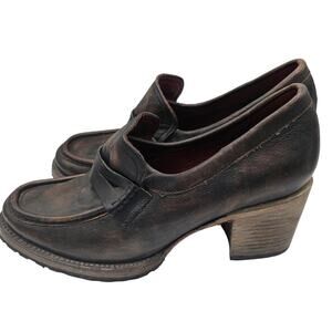Freebird Bristol 11 Brown Leather Chunky Loafer Grunge Wester Boho Stacked Heel